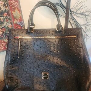 Dooney & Bourke Black Ostrich Pattern Leather.